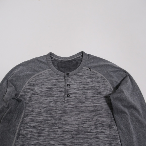 Lululemon Metal Vent Tech Long Sleeve Henley Heathered Grey Size M Silverescent - Picture 2 of 12